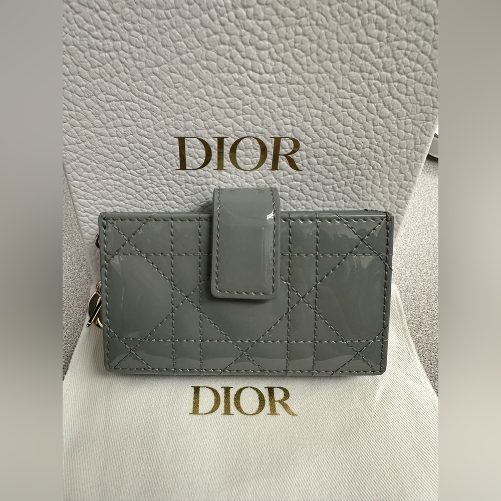 Dior Lady Dior Jasmine Card Holder Gray